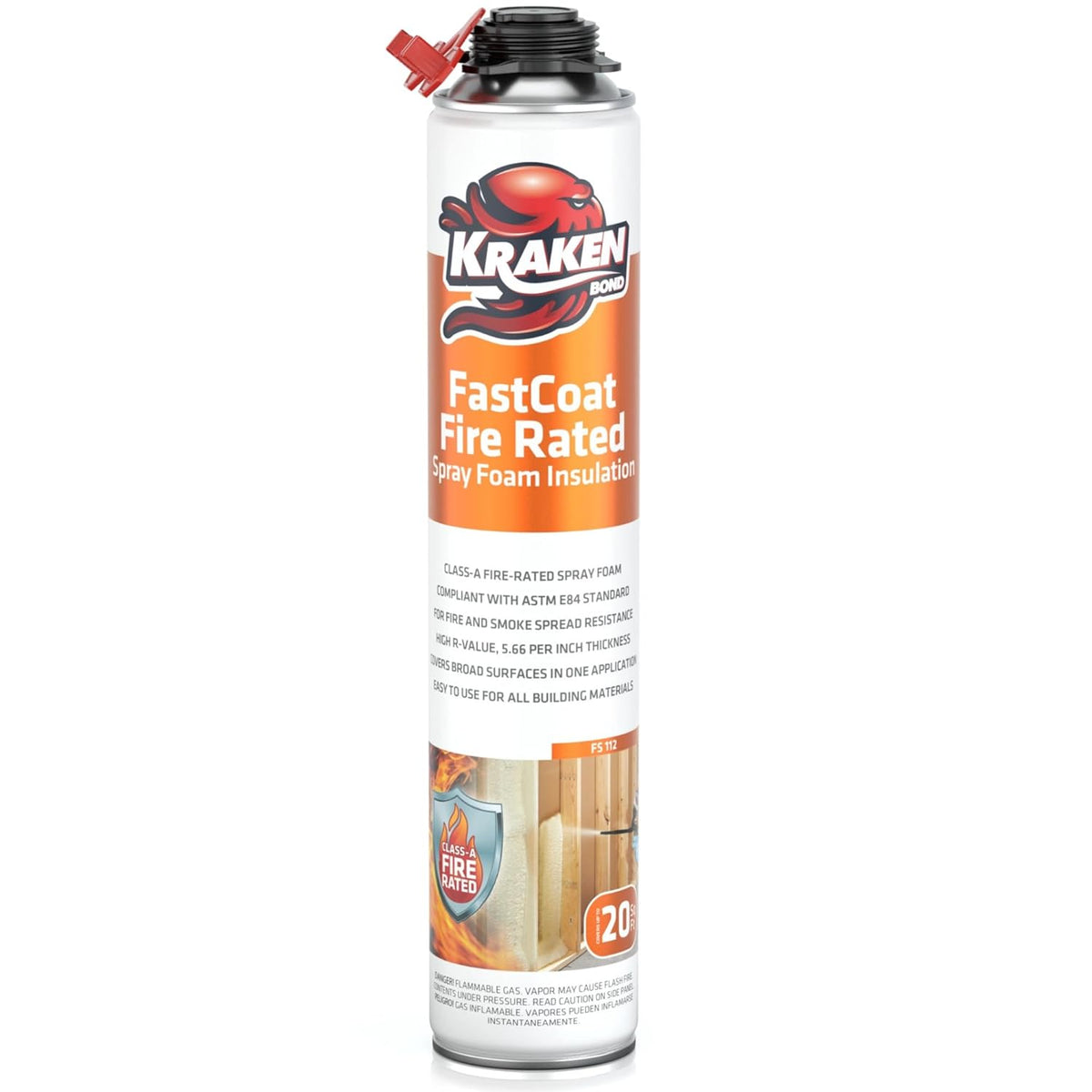 Kraken Bond Fastcoat Fire Rated Spray Foam Insulation Kit Closed Cell in a Can 20 sq ft (1x27.1