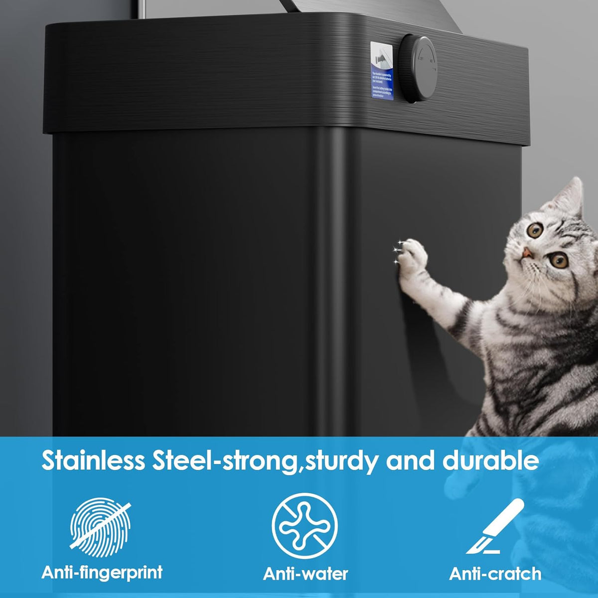 TLSUNNY 13.2 Gallon Motion Sensor Trash Can,Touchless Automatic Garbage Can,Brushed Stainless Steel