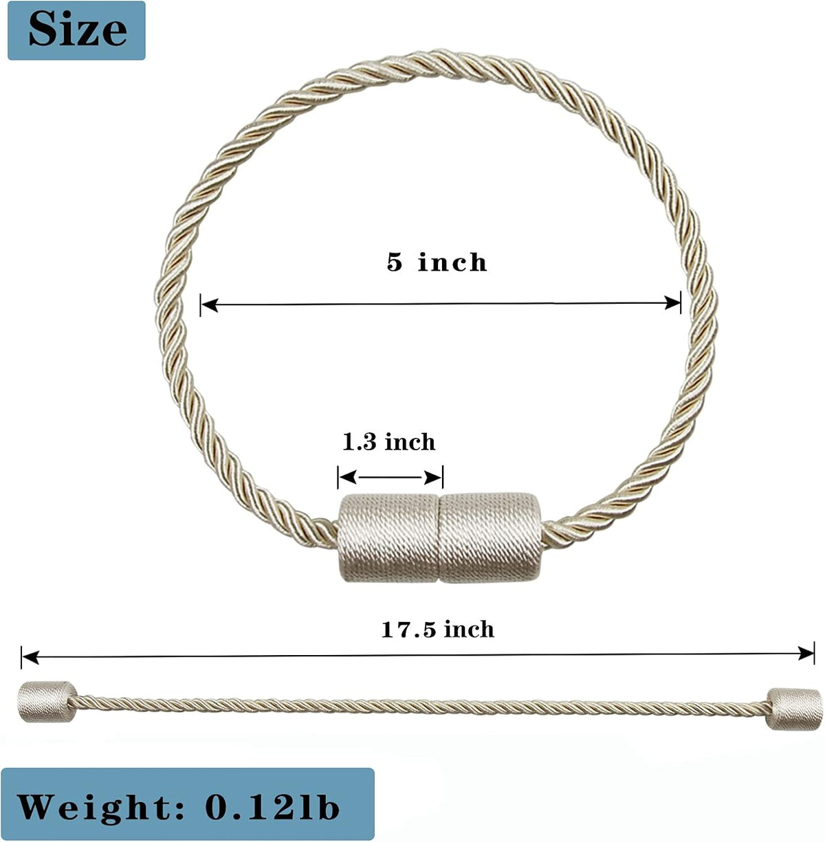 4 Pack Strong Magnetic Curtain Tiebacks Outdoor Elegant Decorative Tie Backs Modern Rope Tiebacks
