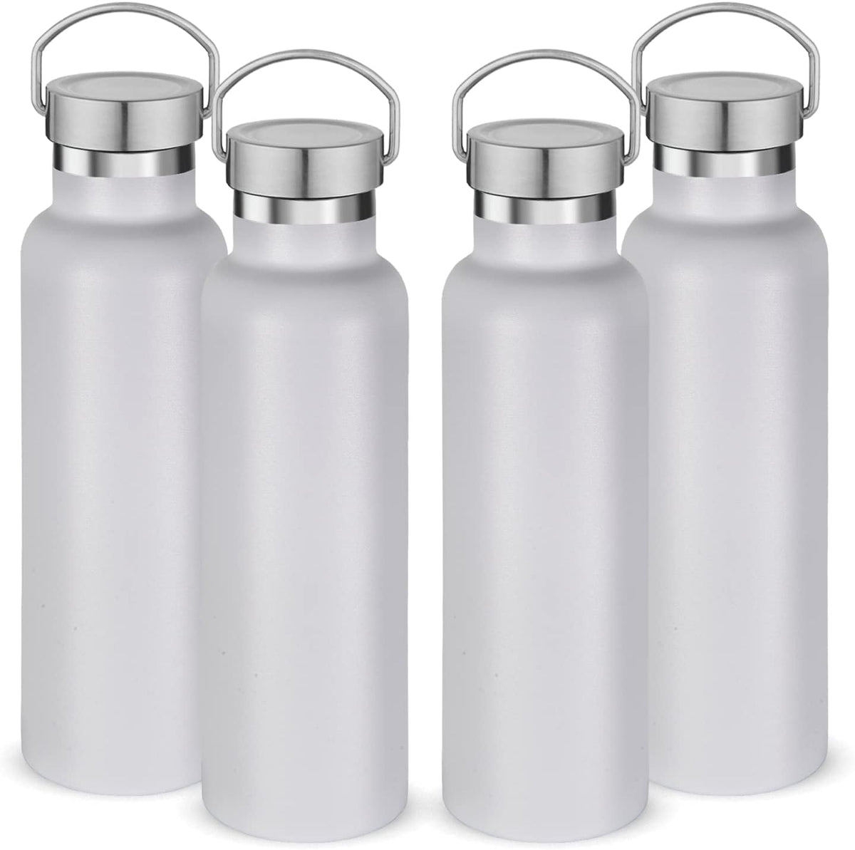 Neihepal 20 oz Insulated Water Bottles Bulk 4 Pack,Stainless Steel Double Wall Sport Bottle with