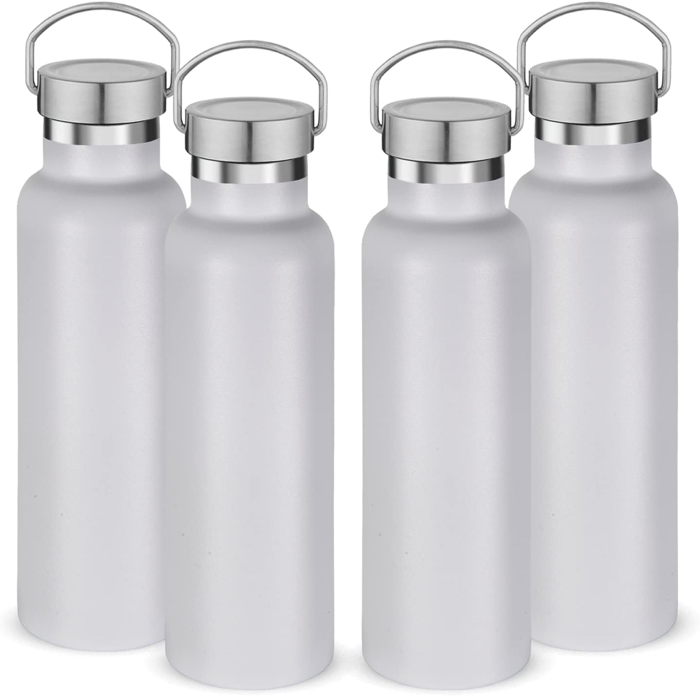 Neihepal 20 oz Insulated Water Bottles Bulk 4 Pack,Stainless Steel Double Wall Sport Bottle with