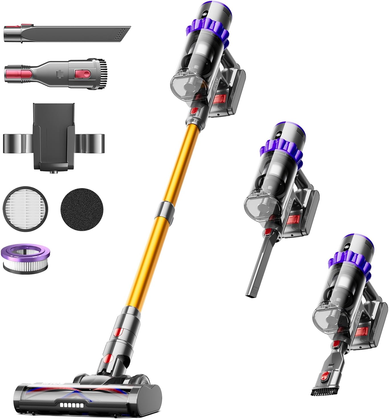 Cordless Vacuum Cleaner, 580W 48KPA 65Mins Self-Standing Vacuum Cleaners for Home, Stick Vacuum