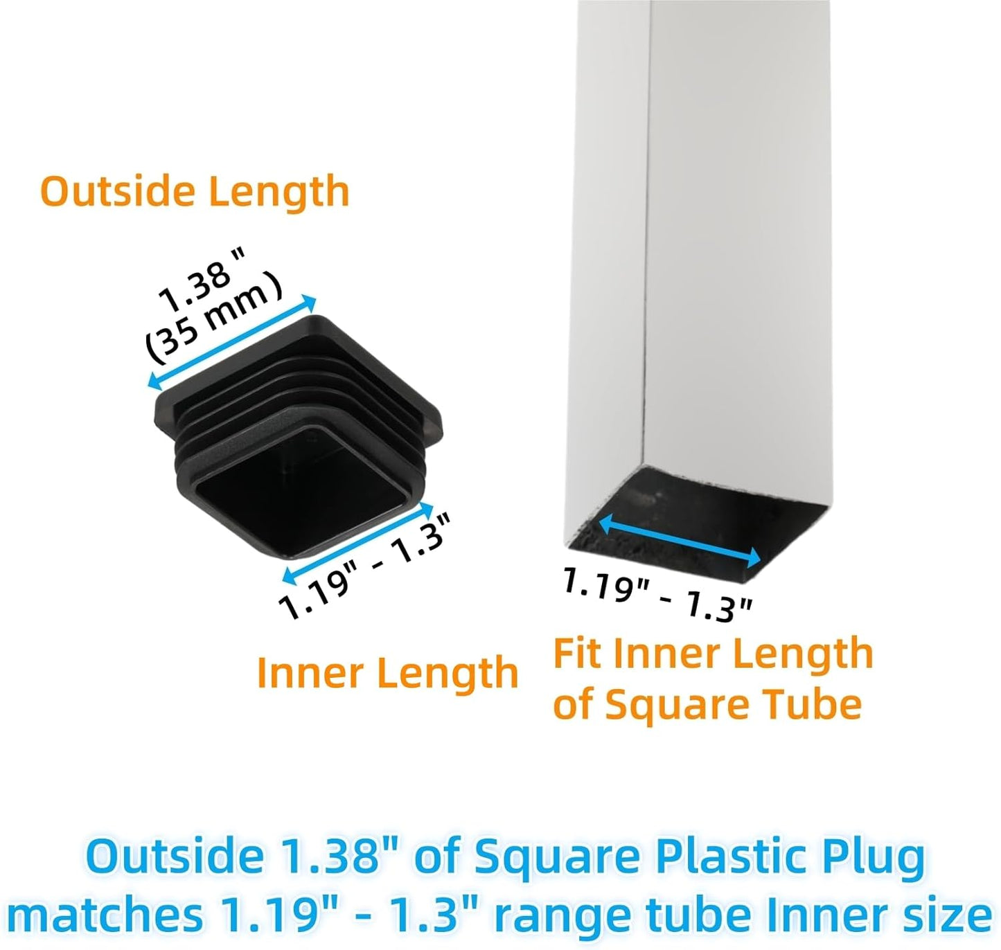 Furnigear Plastic Plugs Tubing End Cap Chair End Caps Outside Bottom Tubing Caps Square Furniture
