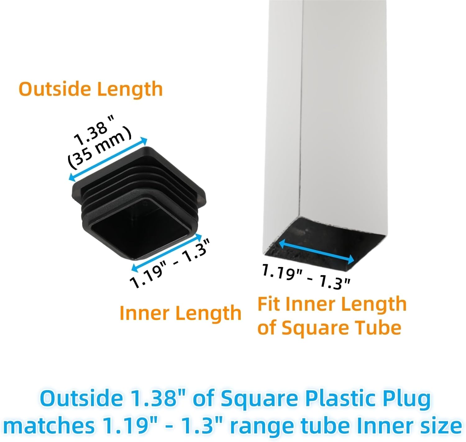 Furnigear Plastic Plugs Tubing End Cap Chair End Caps Outside Bottom Tubing Caps Square Furniture