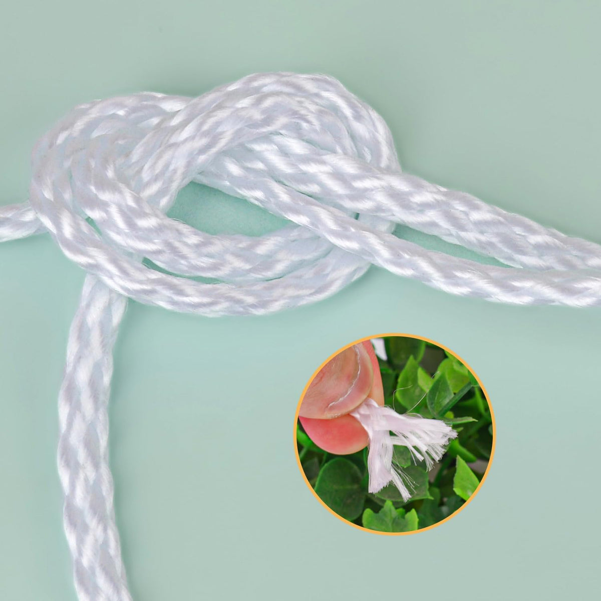 1/8 Inch White Polyester Rope - 500 Foot White Low Stretch Polyester Rope for Hiking, Kayaking