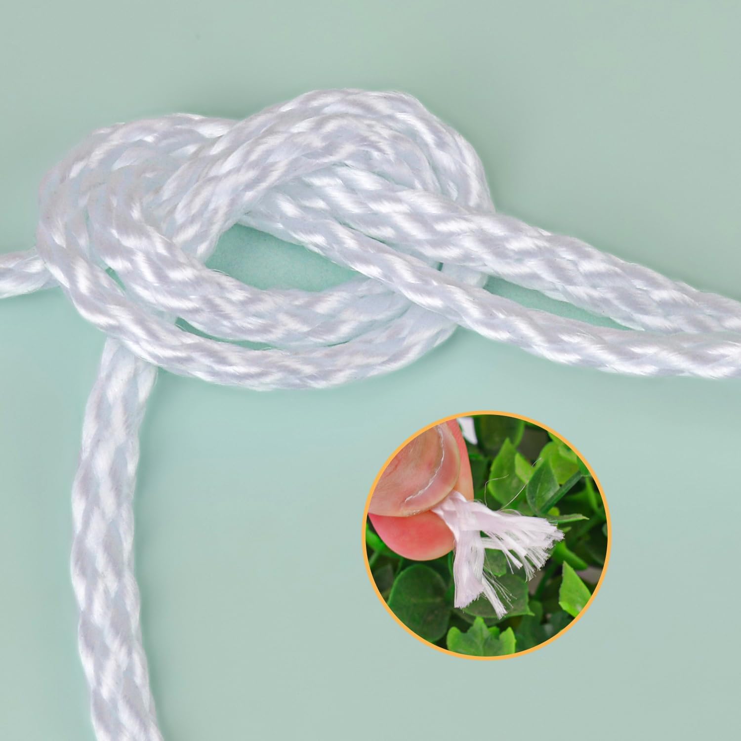 1/8 Inch White Polyester Rope - 500 Foot White Low Stretch Polyester Rope for Hiking, Kayaking