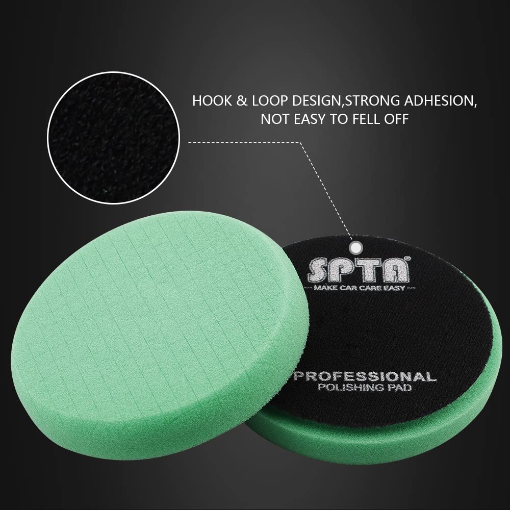 Green Heavy Cut Pad, Buffing Polishing Pads, SPTA 1Pc 5.5 Inch Face for 5 Inch 125mm Backing Plate