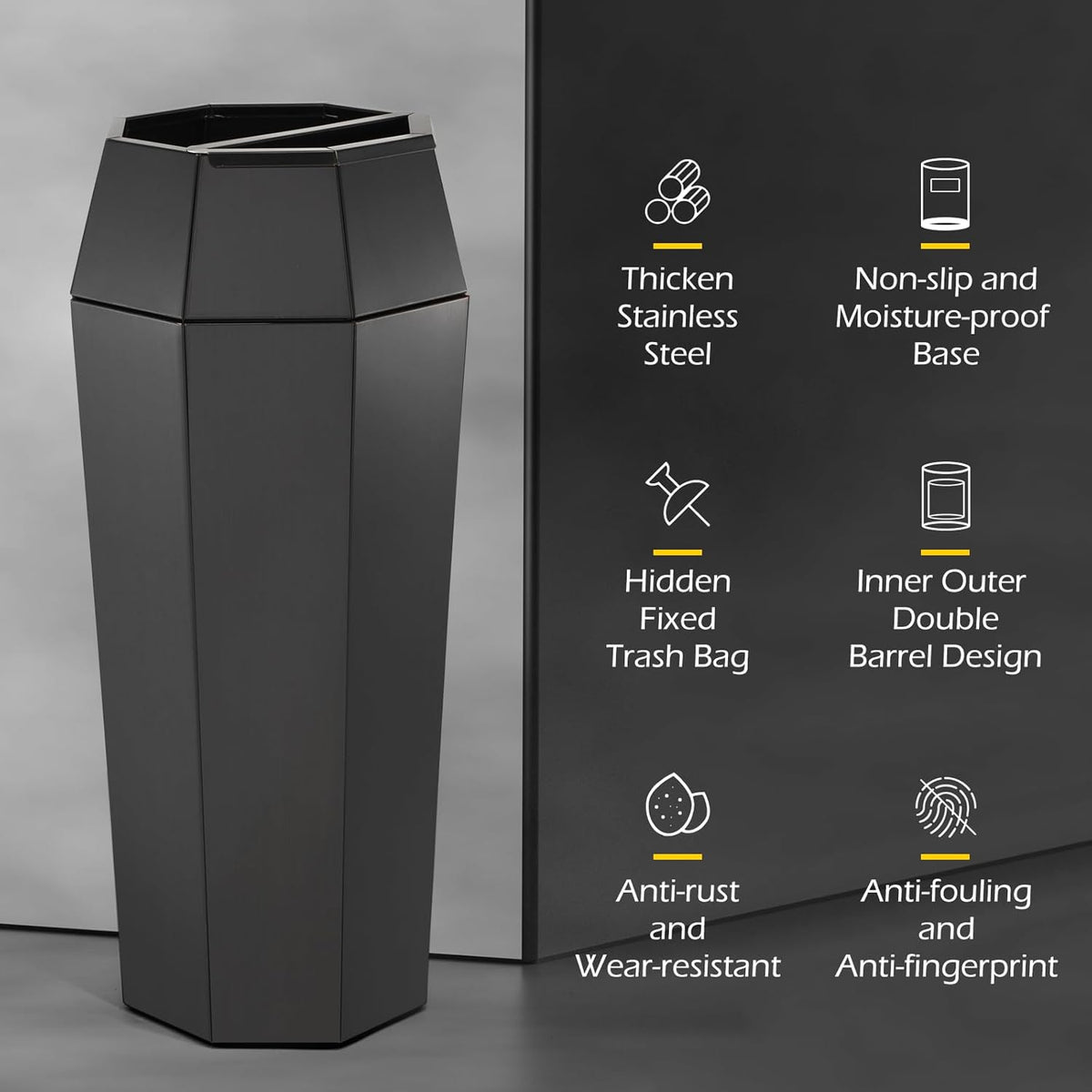 Dyna-Living Commercial Heavy-Duty Trash Cans Outdoor Garbage Can with Lid Large Trash Cans with