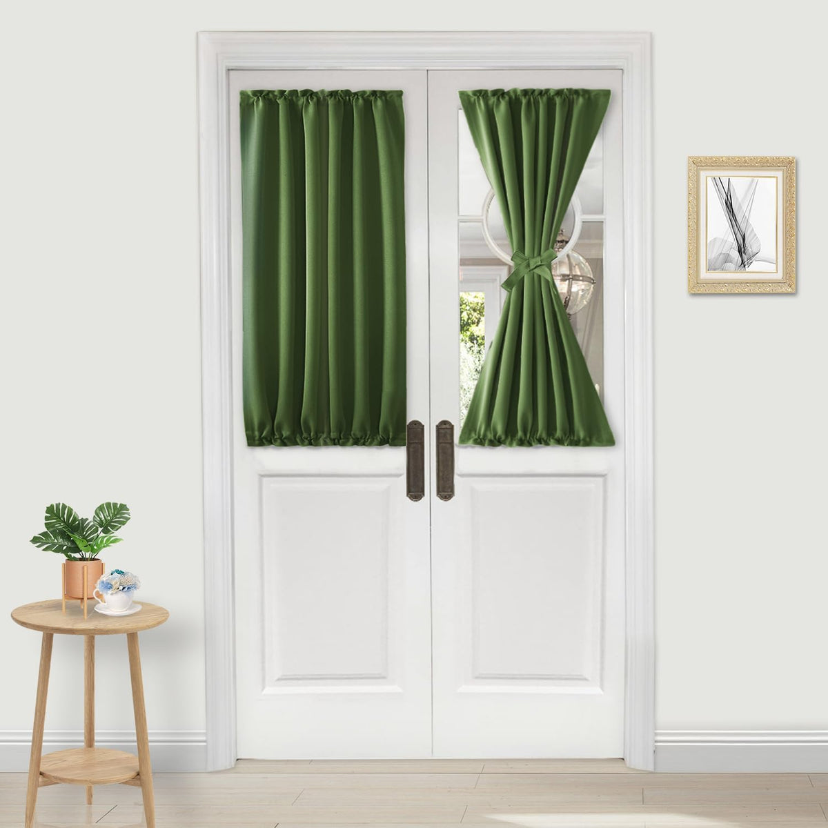 DWCN French Door Curtains – Rod Pocket Thermal Blackout Curtain for Doors with Glass Window