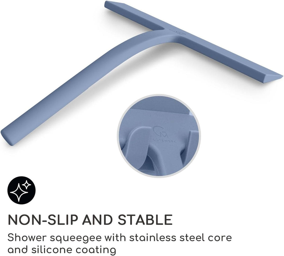 GÜTEWERK Shower Squeegee for Glass Doors, Silicone Window Squeegee, Bathroom and Glass Cleaning