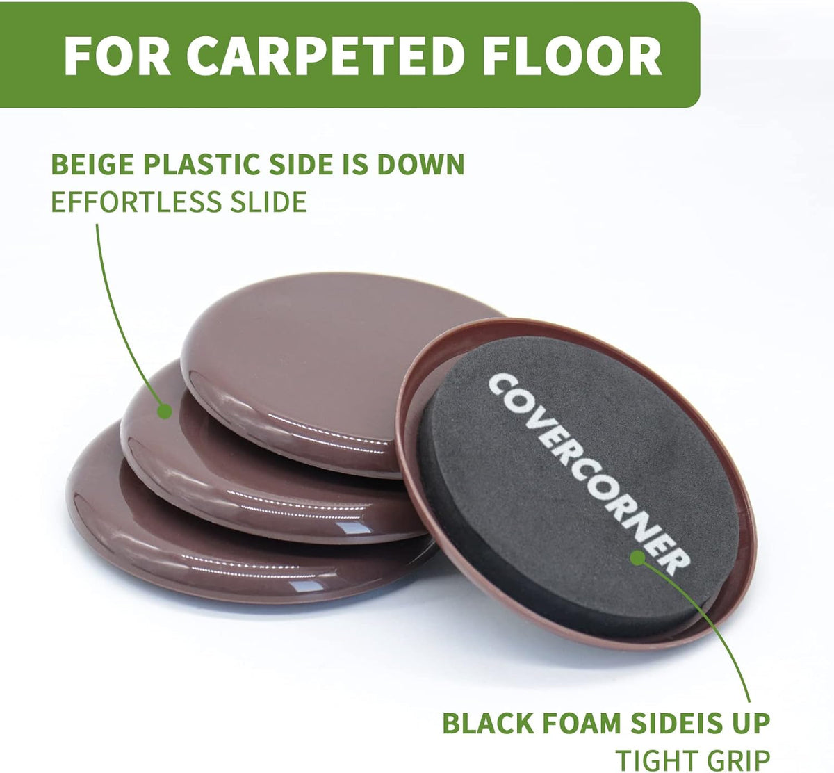 Furniture Sliders for Carpet 16 PCS - 3 1/2 inch Sliders for Moving Furniture – Appliance Slider