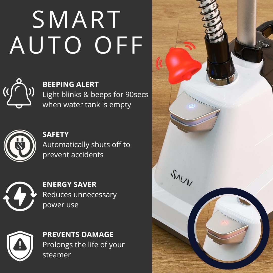 SALAV® Heavy Duty Smart Auto Shut-off Commercial Full-Size Garment Steamer, Beeping Alert when