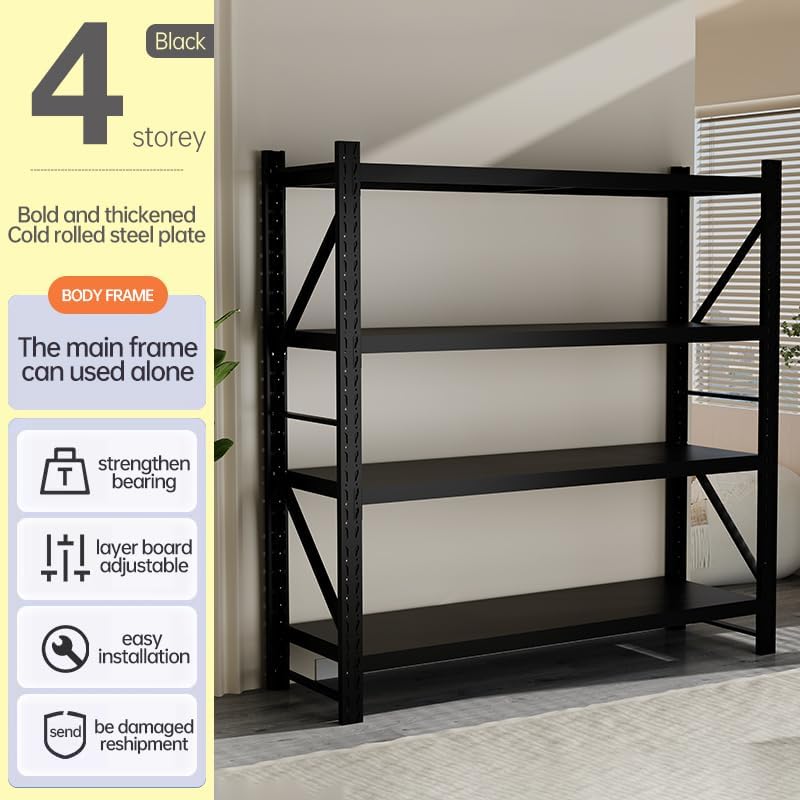 5000lbs Load Capacity,Heavy Duty 4-Tier Steel Shelving Unit, Adjustable Industrial Storage Rack for