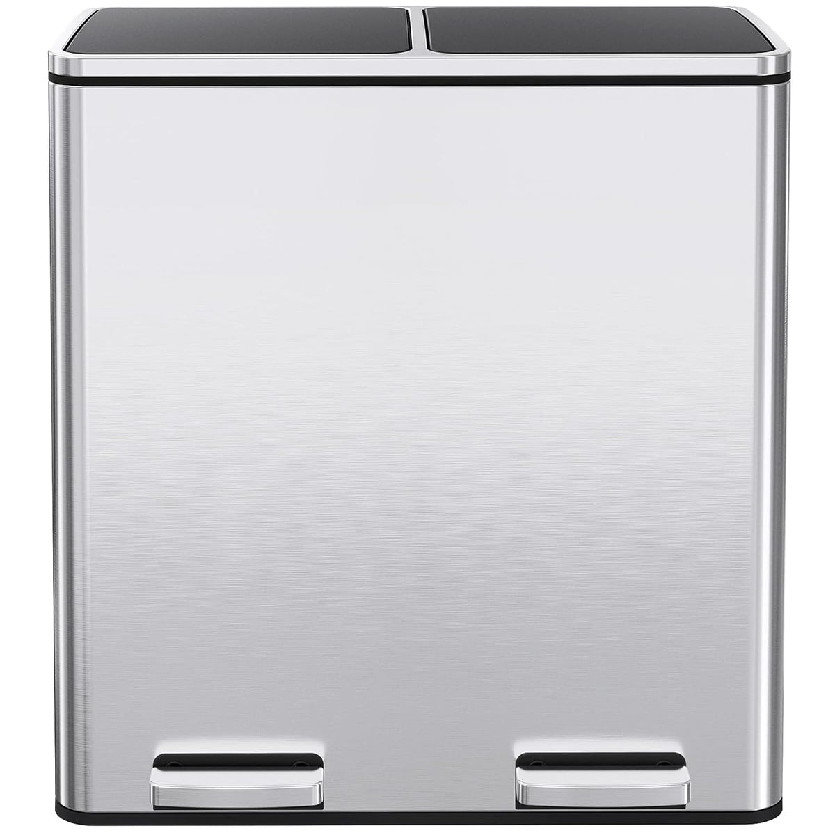 AthLike 60L(16 Gal) Dual Trash Can, Stainless Steel Kitchen Garbage Can, Double Compartment