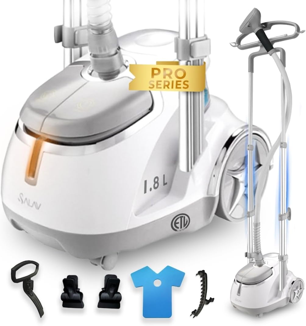 SALAV GS45-DJ Professional Upright Garment Steamer with Roll Wheels, Multi-Function Extra Wide