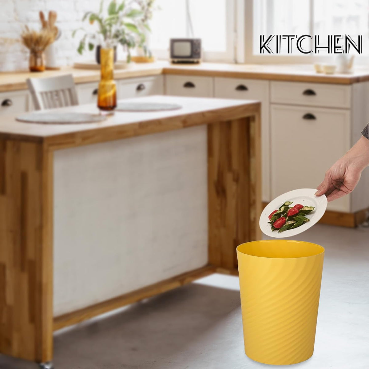 UUJOLY Plastic Small Trash Can Wastebasket, Garbage Container Basket for Bathrooms, Laundry Room