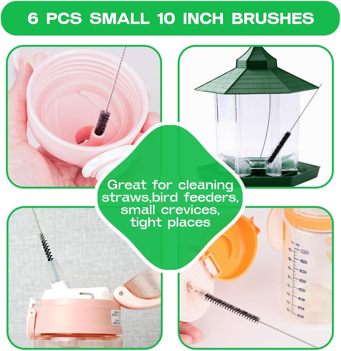 Straw Cleaner Brush Set,12 Pieces Extra Long Pipe Water Bottle Brushes for Cleaning Reusable