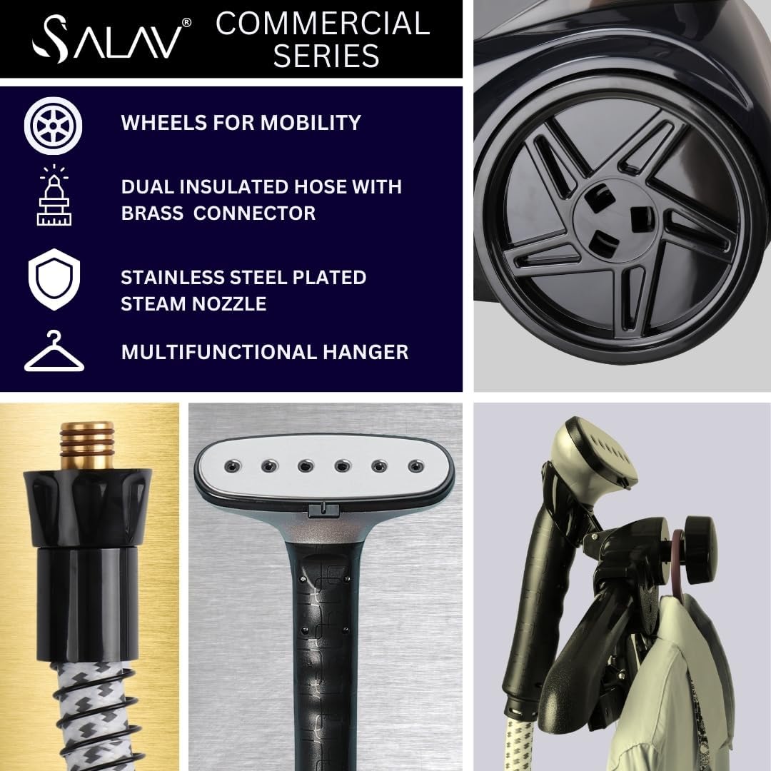 SALAV Commercial-Grade Standing Garment Steamer for Clothes with Auto-Off Safety 1800W Powerful