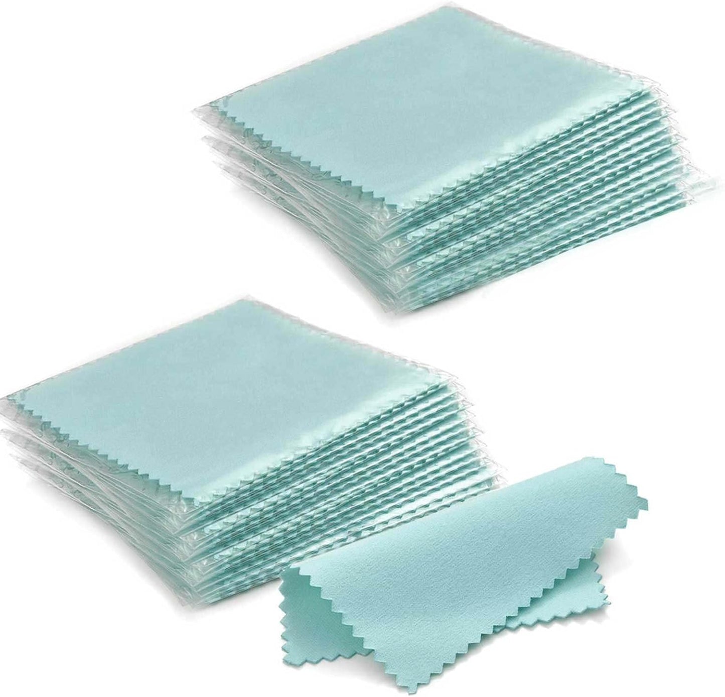 SEVENWELL 100pcs Jewelry Cleaning Cloth Turquoise Polishing Cloth for Sterling Silver Gold Platinum