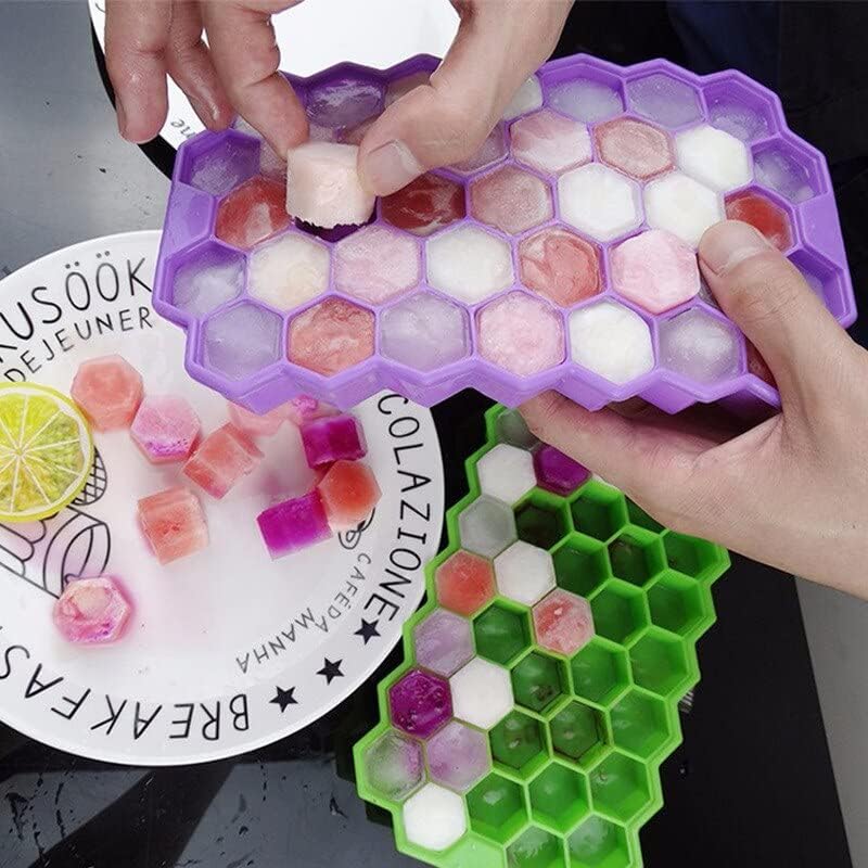 2 Pack Ice Cube Tray,Silicone Ice Trays for Whiskey,Cocktail,Coffee,Freezer,Chilled Drinks(Pink and