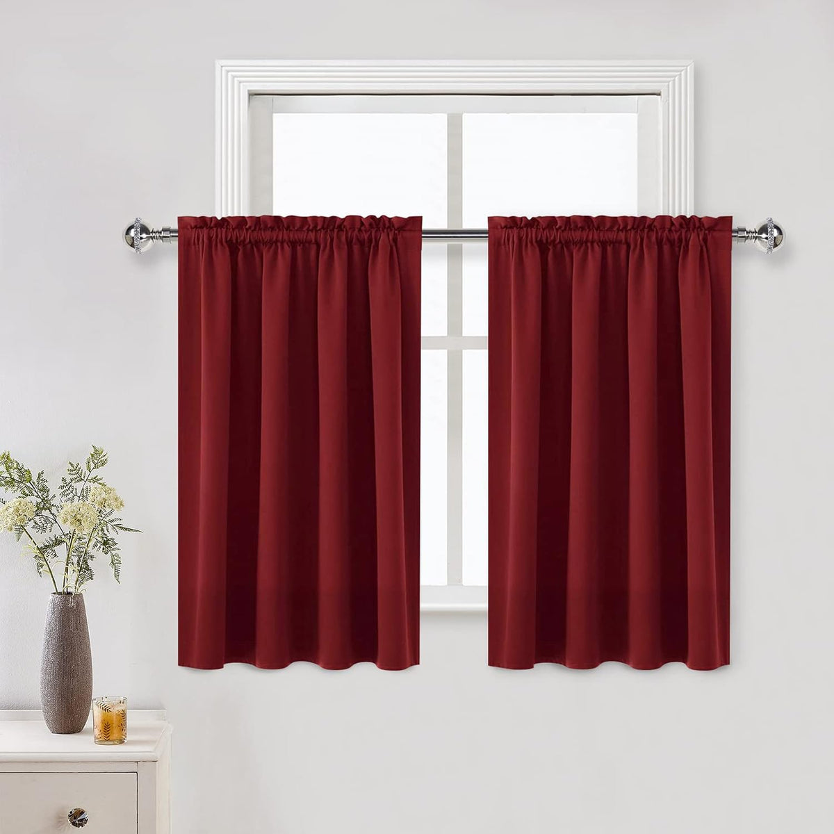 DWCN Burgundy Blackout Curtains for Small Window, Thermal Insulated Energy Saving Room Darkening