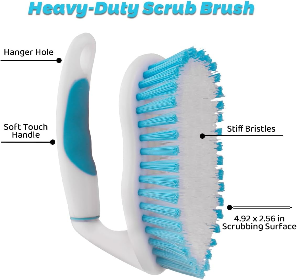 3 Pack Scrub Brush Set, Heavy-Duty Scrub Scrubbing Brushes for Cleaning, Grout Brush with Stiff