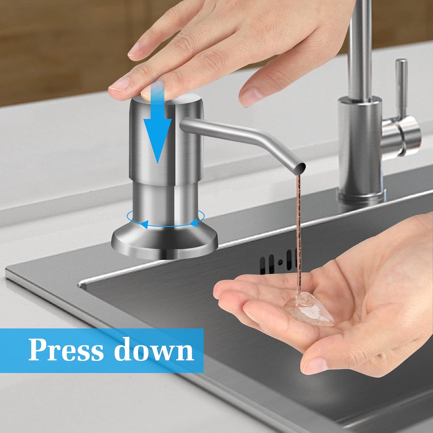 Soap Dispenser for Kitchen Sink and Extension Tube Kit, Stainless Steel SoapDispenser with 47