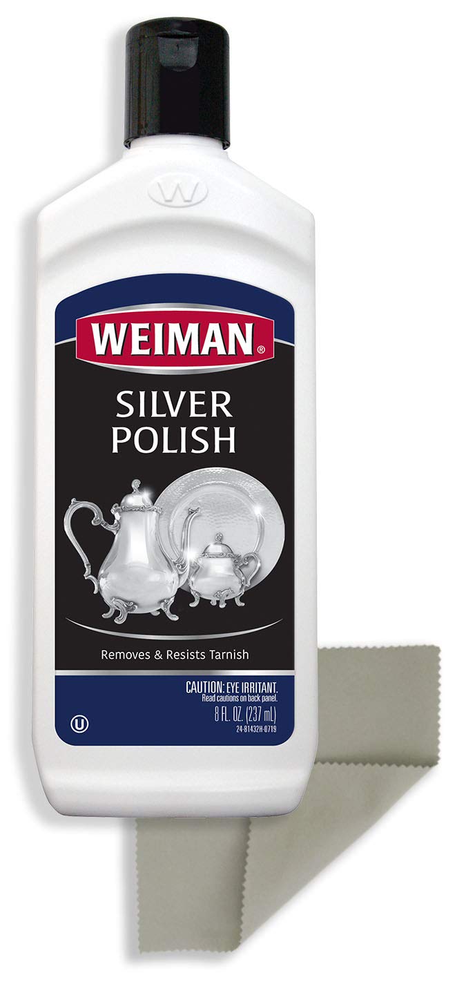 Weiman Silver Cleaner and Polish - 8 Ounce with Polishing Cloth - Ammonia Free - Polish Silver
