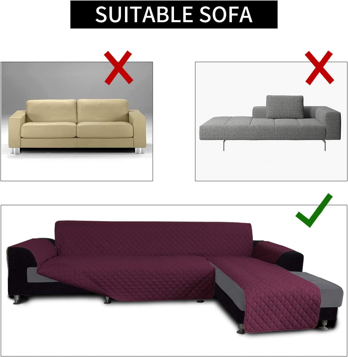 Easy-Going Sofa Slipcover L Shape Sofa Cover Sectional Couch Cover Chaise Lounge Slip Cover
