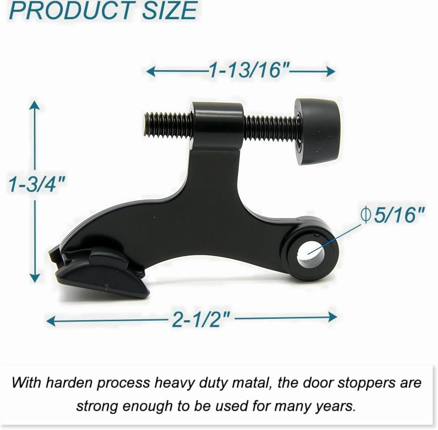36Pack Hinge Pin Black Door Stopper, Adjustable Heavy Duty Hinge Pin Door Stop with Black Rubber