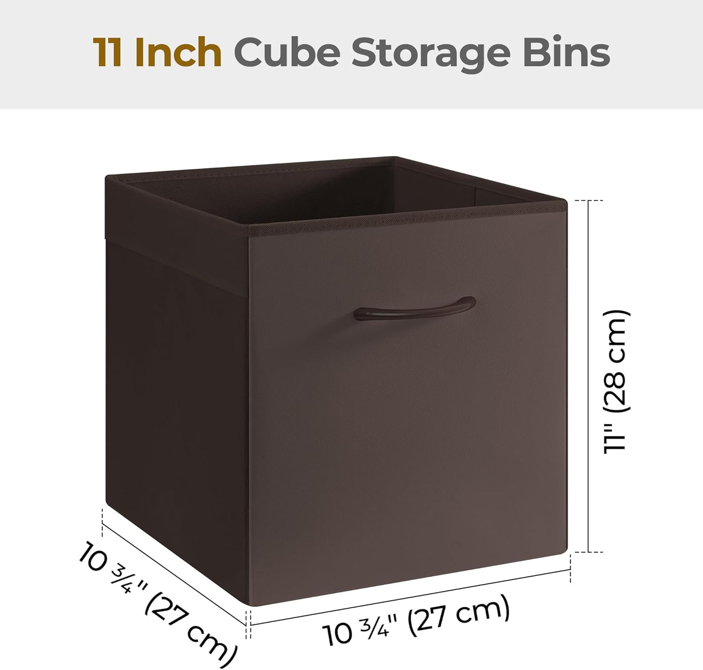 StorageWorks Brown Storage Cubes, 11 Inch Cube Storage Bins with Handle, Cube Storage Organizer
