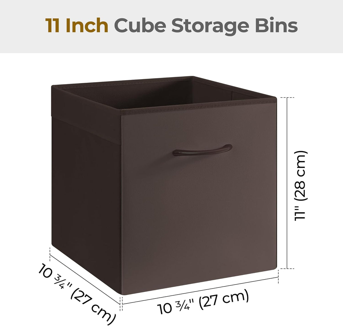 StorageWorks Brown Storage Cubes, 11 Inch Cube Storage Bins with Handle, Cube Storage Organizer