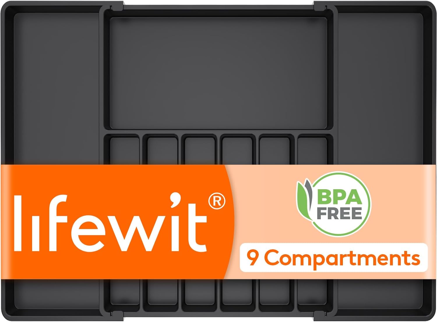 Lifewit Silverware Drawer Organizer, Expandable from 16.9 to 30 inches, Large Utensil Tray for