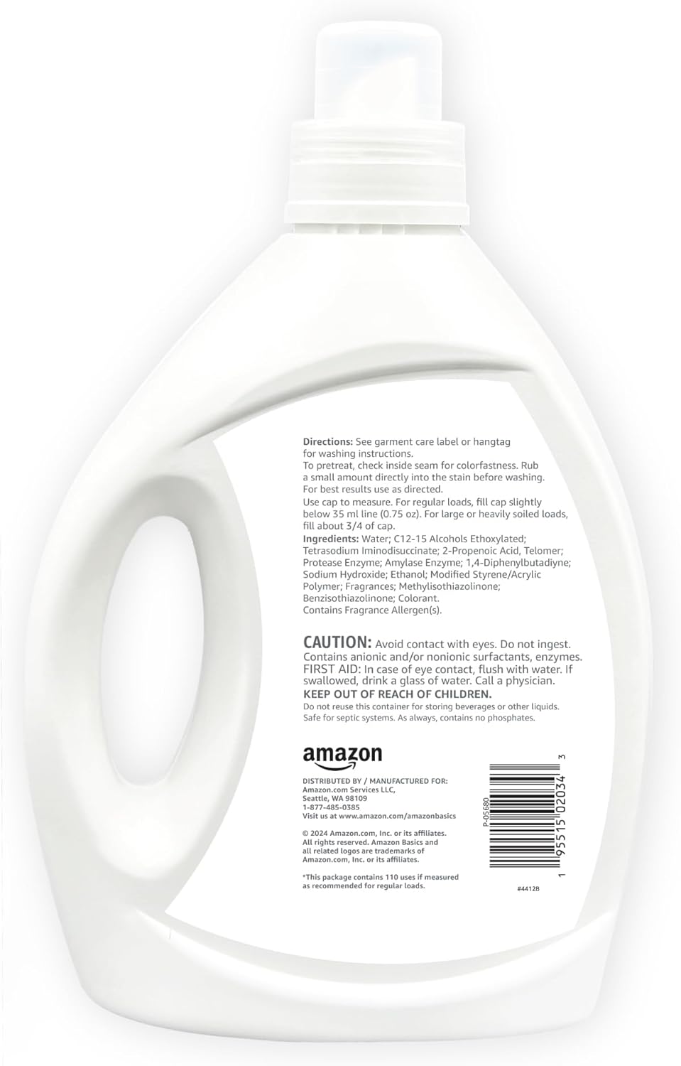 Amazon Basics Concentrated Liquid Laundry Detergent, Lavender, 110 loads, 82.5 Fl Oz (Previously