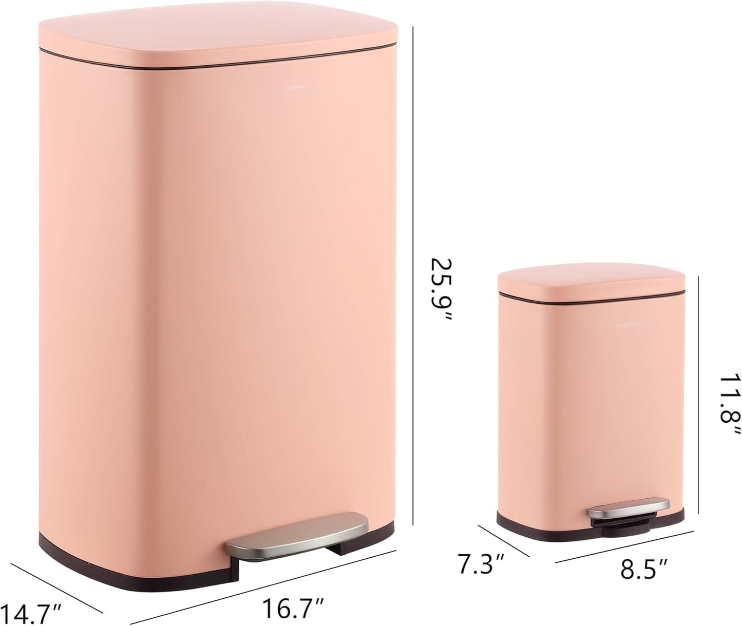 happimess HPM1006G Connor Rectangular 13-Gallon Trash Can with Soft-Close Lid and Free Mini Trash