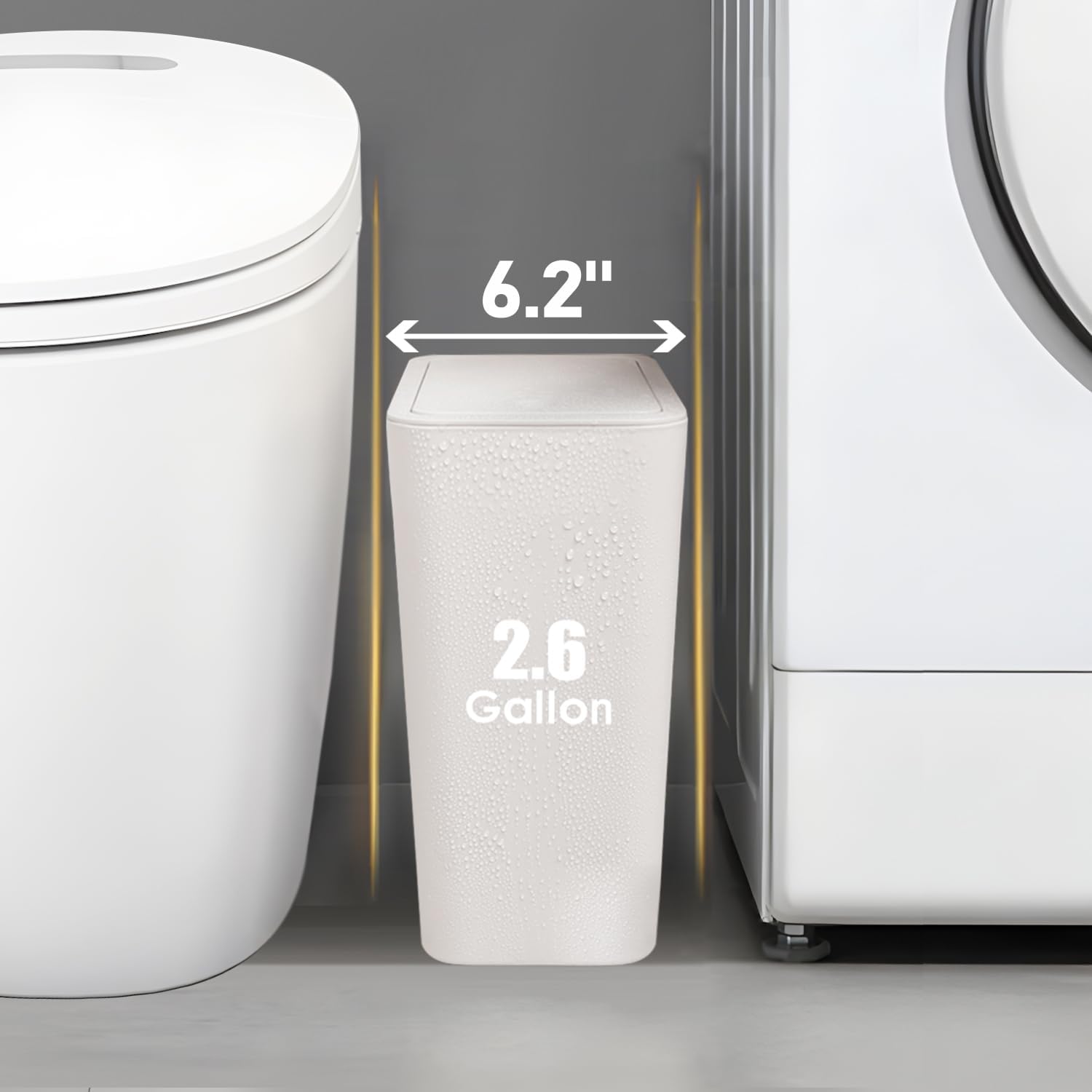 TIPGO Bathroom Trash Can with Lid, 10 Liter/ 2.6 Gallon Slim Garbage Can, Small Trash Bin Waste