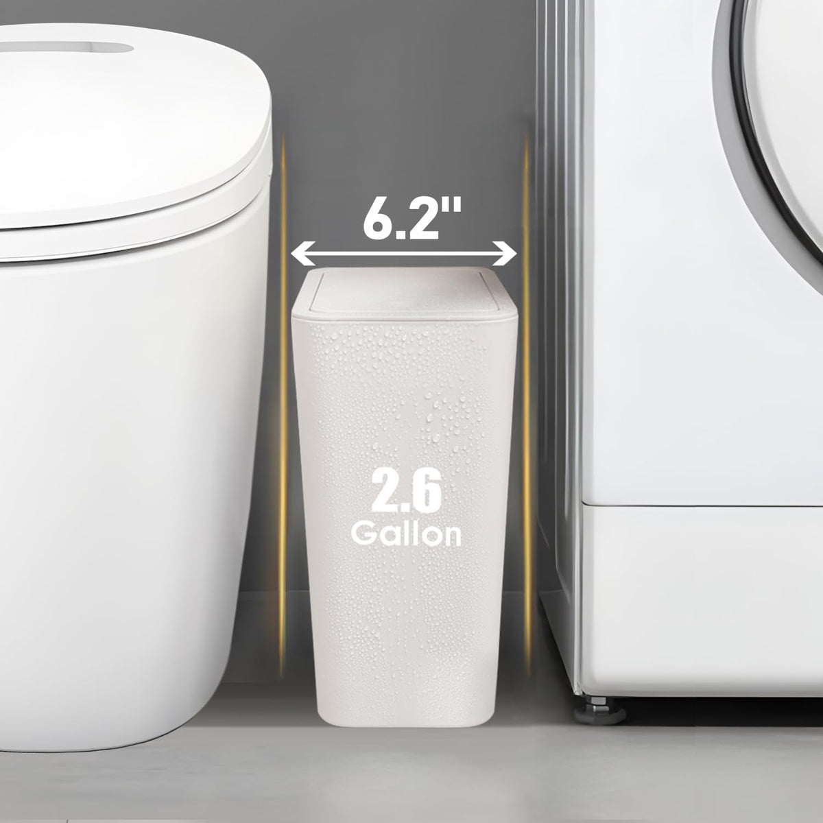 TIPGO Bathroom Trash Can with Lid, 10 Liter/ 2.6 Gallon Slim Garbage Can, Small Trash Bin Waste