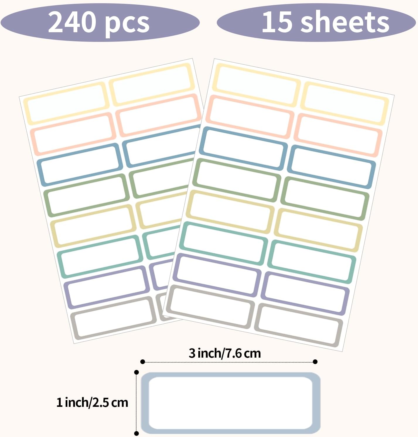 STARLIBOO Removable Labels, Removable Colored Labels Stickers, Self-Adhesive Rectangular Stickers