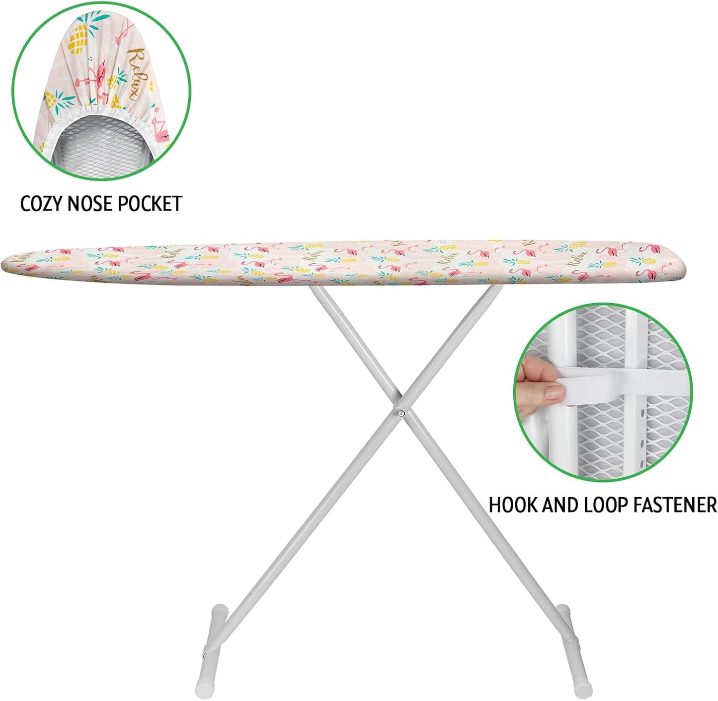 Ironing Board Cover and Pad 15x54 Inch Standard Ironing Board Cover with Elastic Edge and Hook and