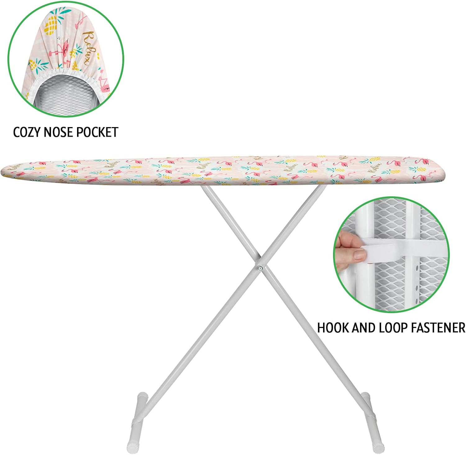 Ironing Board Cover and Pad 15x54 Inch Standard Ironing Board Cover with Elastic Edge and Hook and