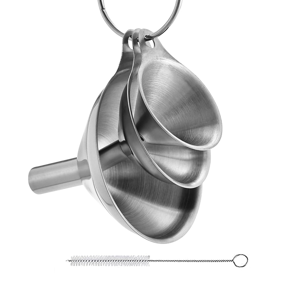 3 Pcs Stainless Steel Kitchen Funnel Made of Food-Grade Stainless Steel That withstands high and