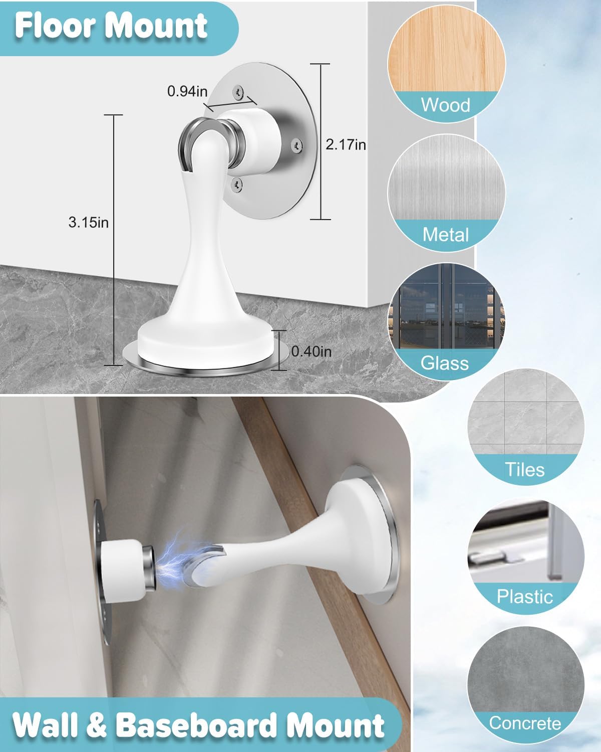 Magnetic Door Stoppers Door Catch - 1 Pack Stainless Steel Heavy Duty Door Stops for Bottom of