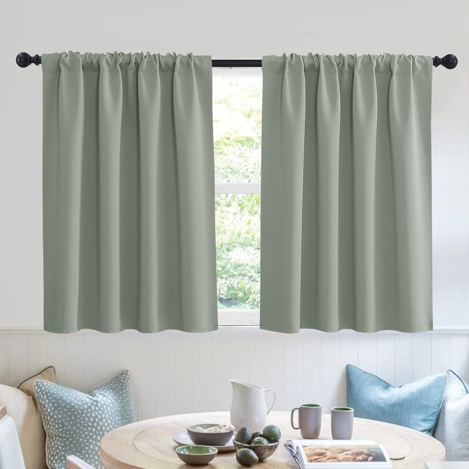 RYB HOME Short Curtains 36 inch 2 Panels Set, Room Darkening Small Window Drapes Thermal Insulated