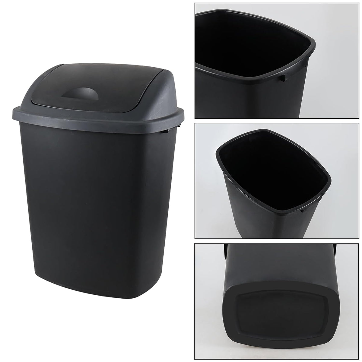 18 Gallon /70 L Swing Lid Large Garbage Bins, 4-Pack, Commercial Grade Plastic Trash Cans for