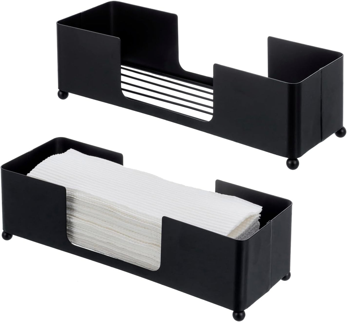 MyGift Modern Matte Black Metal Tabletop Paper Hand Towel Holder, Commercial Countertop Tissue
