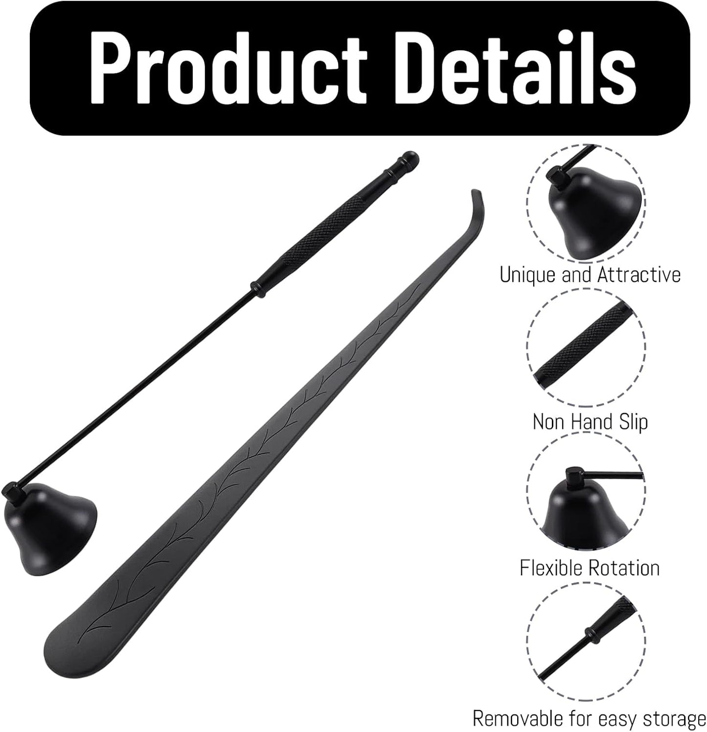 2-Piece Candle Snuffer with Wick Dipper,Candle Snuffer, Brass Candle Snuffer and Long Handle