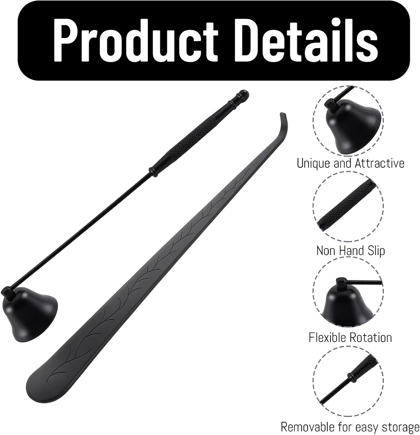 2-Piece Candle Snuffer with Wick Dipper,Candle Snuffer, Brass Candle Snuffer and Long Handle