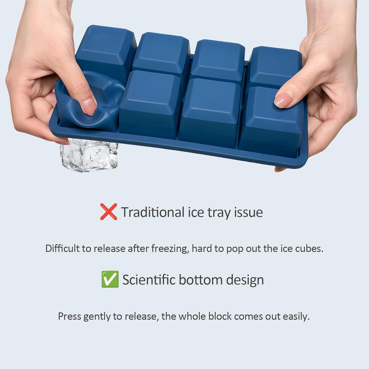 2 Pack Silicone 2 Inch Large Ice Cube Molds for Cocktails Wine Fruit and Bourbon Whiskey Easy