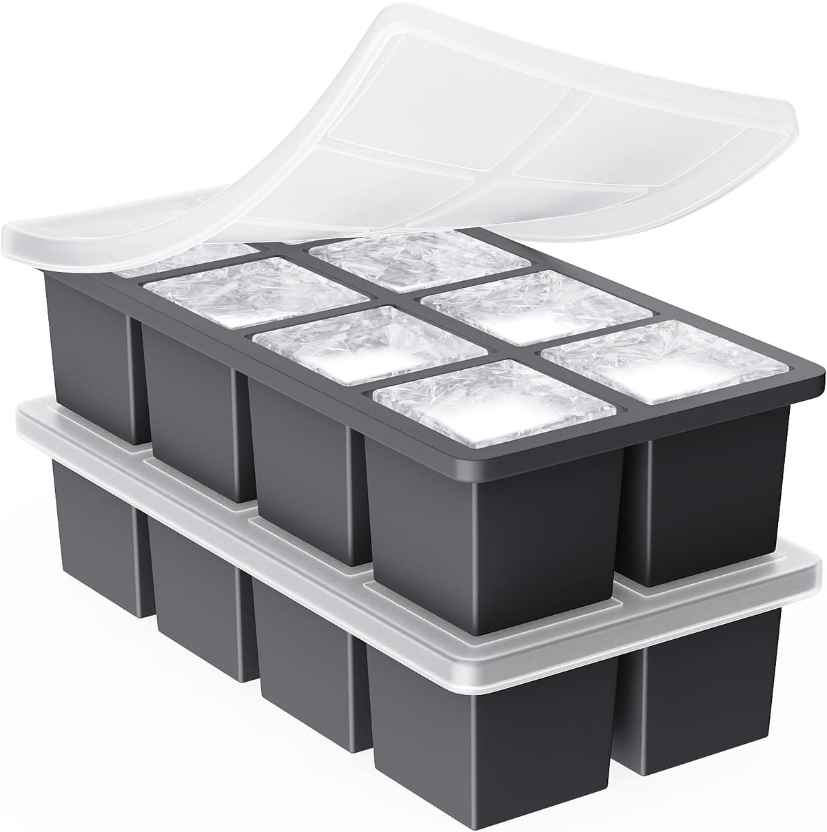 Large Ice Cube Trays for Whiskey: GGOW Big Silicone Ice Cube Trays 2Inch - Huge Square Ice Cubed