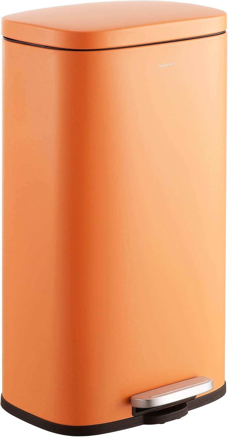 happimess HPM1011K Curtis 8-Gallon Step-Open Trash Can, Carrot Cake,with Soft-Close Lid